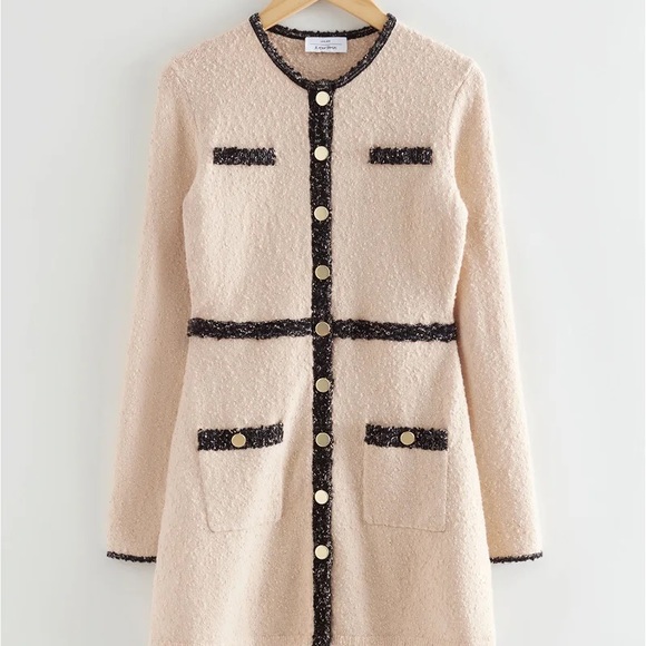 NWT & Other Stories Bouclé Wool Buttoned Dress szS - Picture 5 of 5